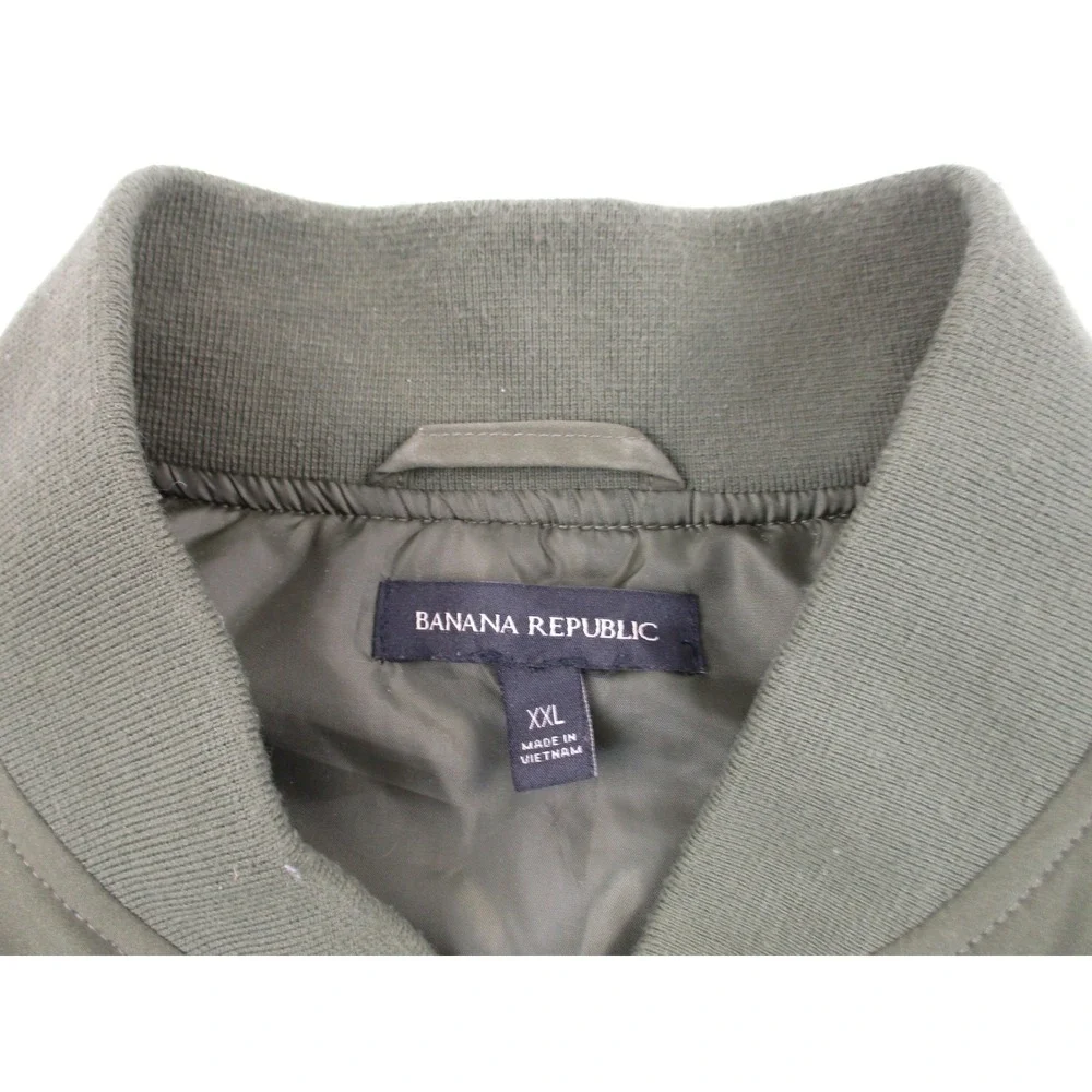 Banana Republic Bomber Jacket Mens 2XL Olive Green Full Zip Lightweight Utility